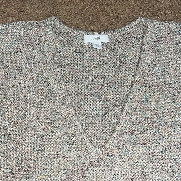 PureJill J. Jill Marled Knit Crochet V-Neckline Tunic Sweater Multicolor M Tall - Picture 3 of 8